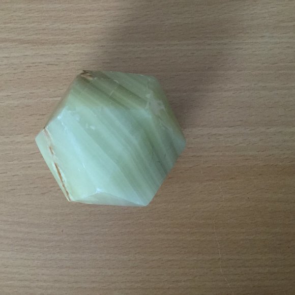 Solid stone paper weight geometric shape green and brown unique decoration - Picture 5 of 6